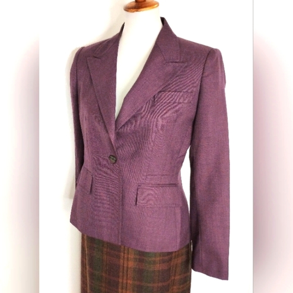 DARK PLUM WOOL BLEND JACKET - Picture 1 of 8